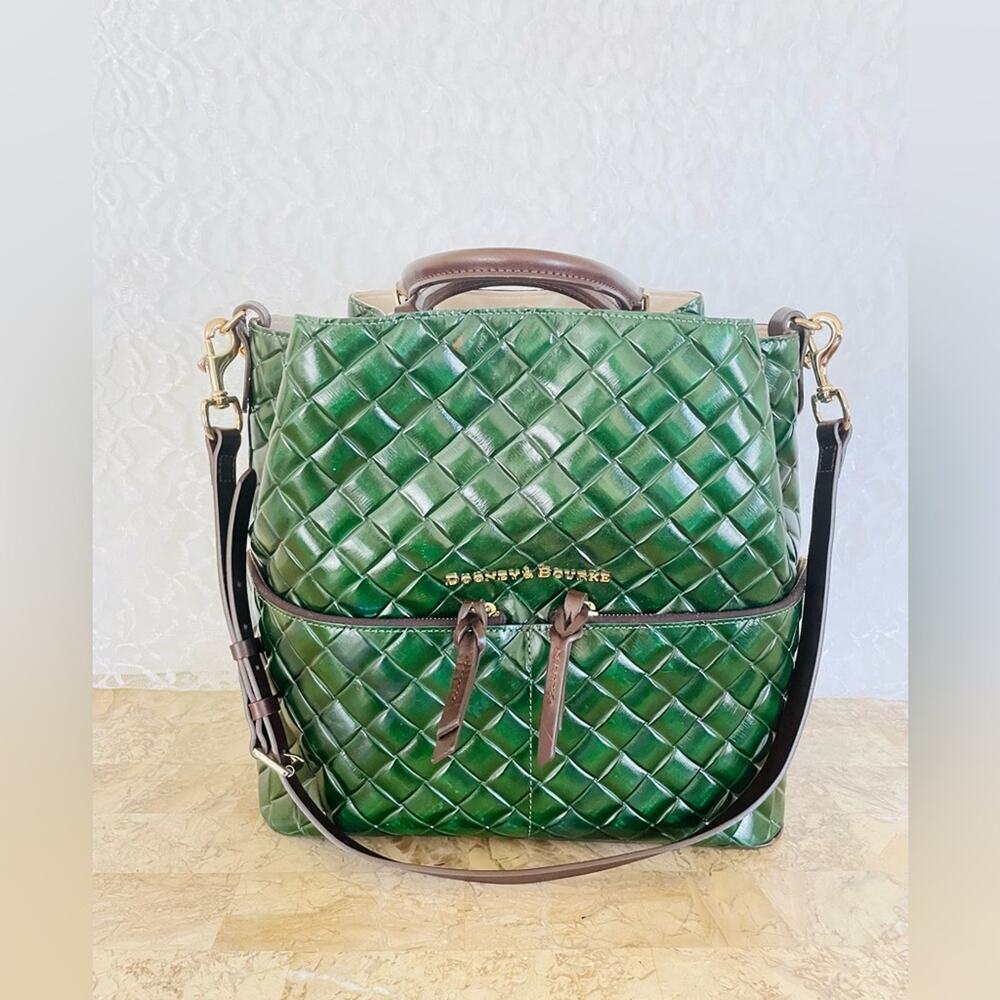 DOONEY AND BOURKE woven embossed large green tote shoulder bag